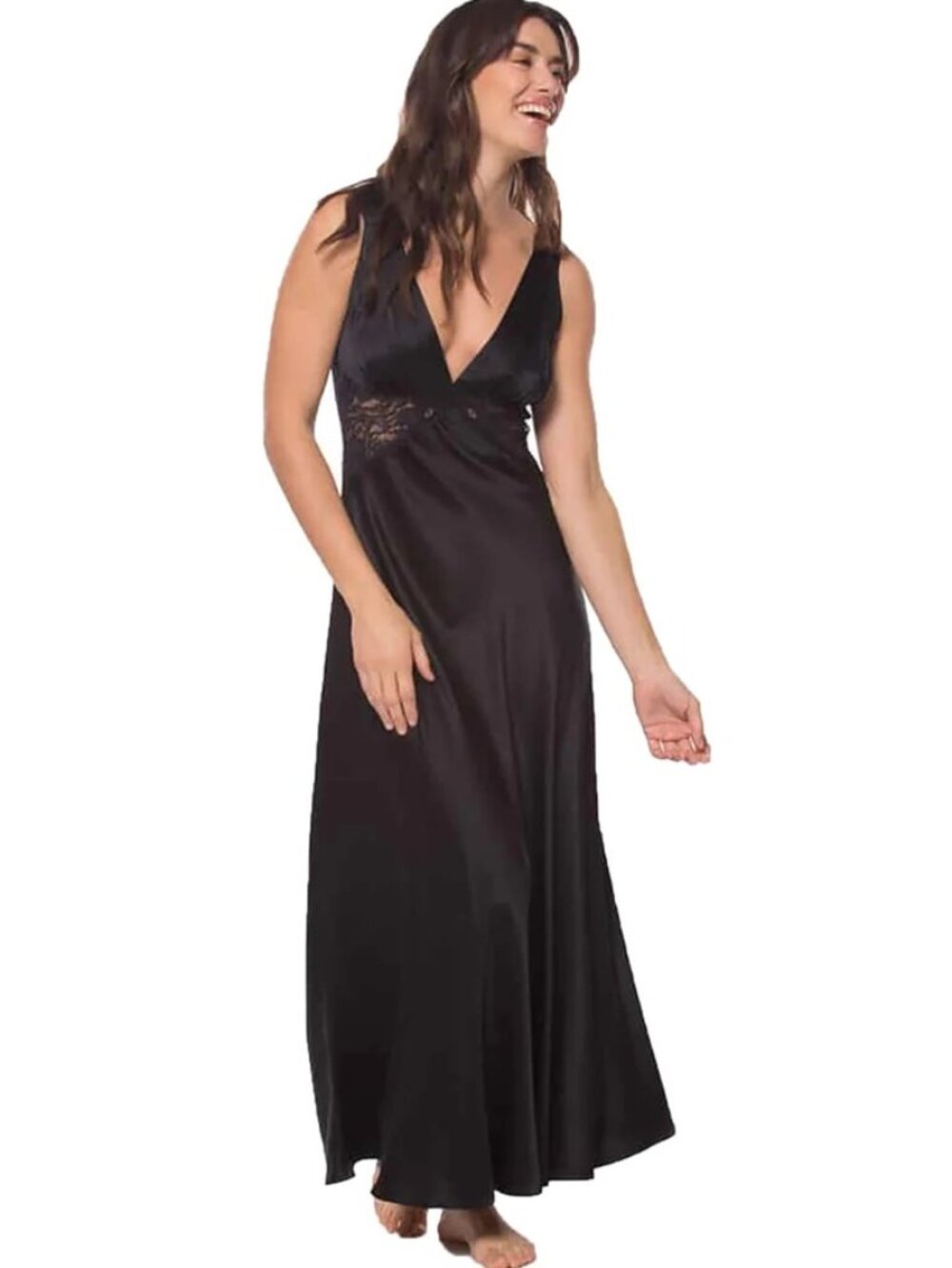 NWOT Christine Lingerie Silk Glamour Gown Black Size XS Retail $475